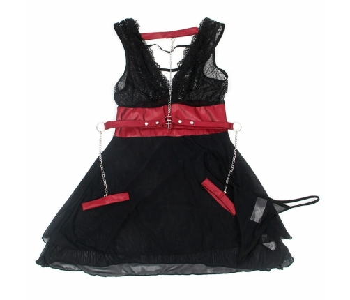 SUBBLIME - 954437 VESTIDO BONDAGE DE ENCAJE NEGRO L/XL