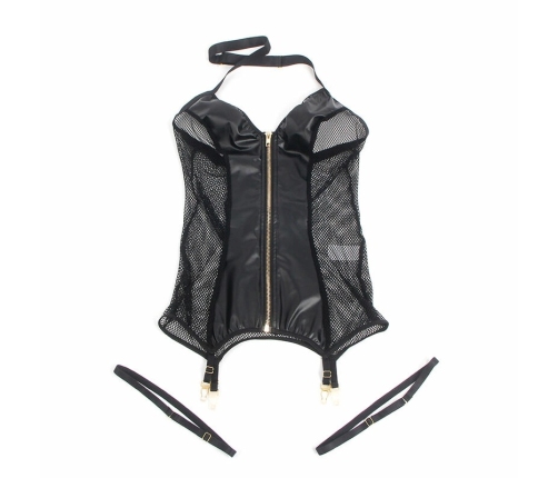 SUBBLIME - 954444 VESTIDO SEXY DE REJILLA CUERO NEGRO S/M