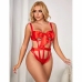 Subblime 954468 Red Openwork Bodysuit with Decorative Bow S/M