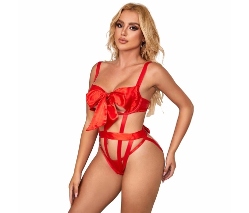 Subblime 954475 Openwork Bow Accent Intimate Body Red L/XL