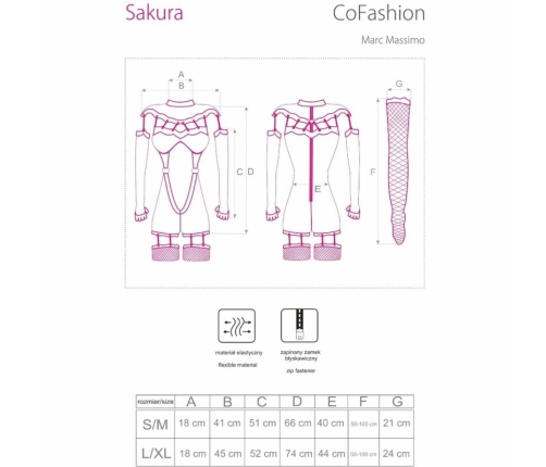 LIVCO CORSETTI FASHION - SAKURA CF 90357 MONO + GUANTES LARGOS + LIGUEROS NEGRO L/XL