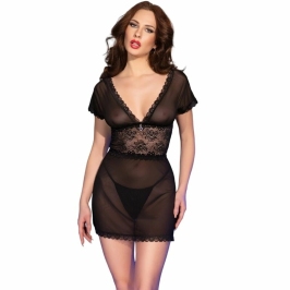 Chilirose CR 4830 Elegant Black Sheer Babydoll Set Size S