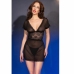 Chilirose CR 4830 Elegant Sheer Babydoll with Lace Black Size L