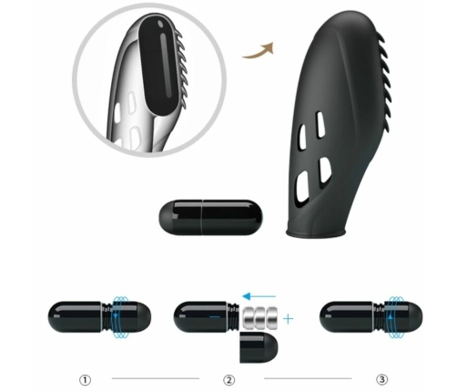 Pretty Love Gilo Silicone Finger Vibrating Massager Black