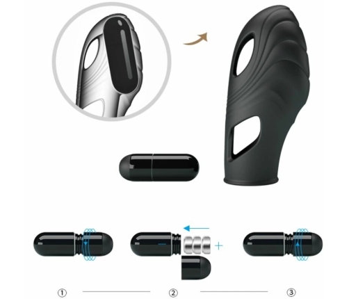 Pretty Love Lich Silicone Finger Vibe Black - Compact Wearable Model