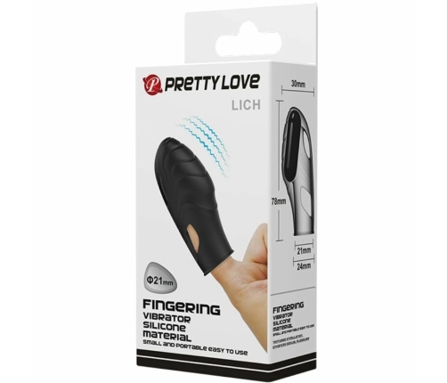 Pretty Love Lich Silicone Finger Vibe Black - Compact Wearable Model