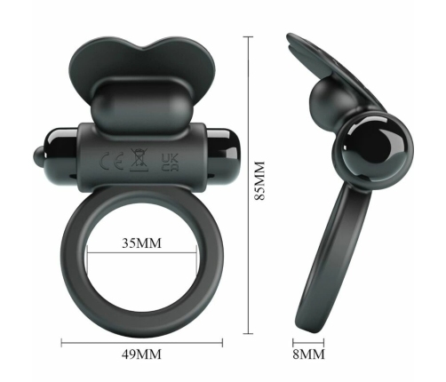 Pretty Love Debonaire Black Intimate Ring with 10 Vibration Modes