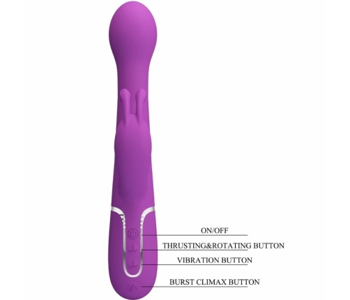 Pretty Love Dejon 3-in-1 Multifunction Rabbit Vibrator Purple Silicone