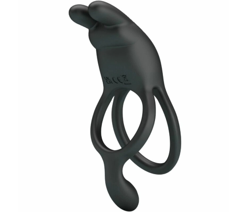 Pretty Love Seth Black Dual Vibrating Ring with Rabbit Attachment 7 Modes