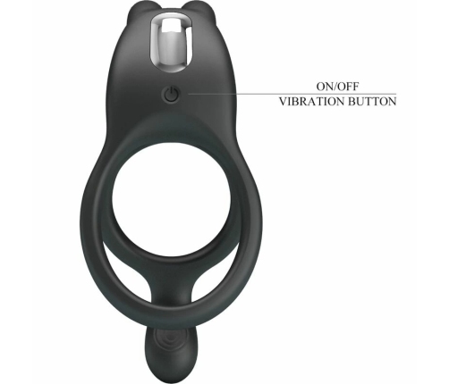 Pretty Love Seth Black Dual Vibrating Ring with Rabbit Attachment 7 Modes