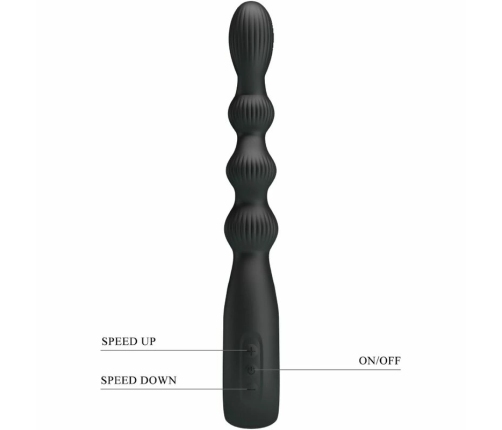 Pretty Love Federer Anal Vibrator 12 Modes Black Silicone USB Rechargeable