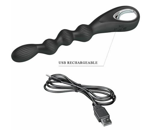 Pretty Love Federer Anal Vibrator 12 Modes Black Silicone USB Rechargeable