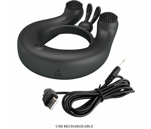 Pretty Love Dahlia Silicone Vibrating Ring 12 Modes Black USB Rechargeable