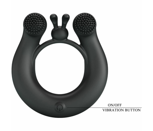 Pretty Love Dahlia Silicone Vibrating Ring 12 Modes Black USB Rechargeable