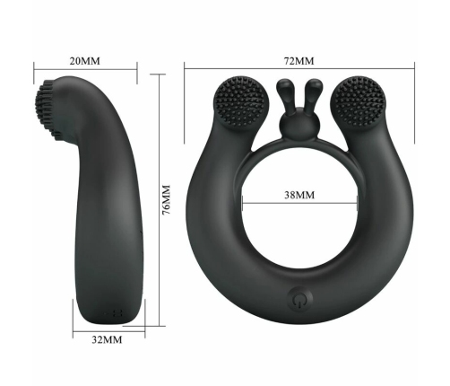 Pretty Love Dahlia Silicone Vibrating Ring 12 Modes Black USB Rechargeable
