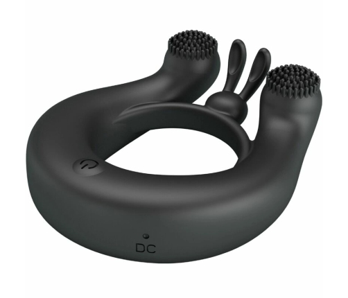 Pretty Love Dahlia Silicone Vibrating Ring 12 Modes Black USB Rechargeable