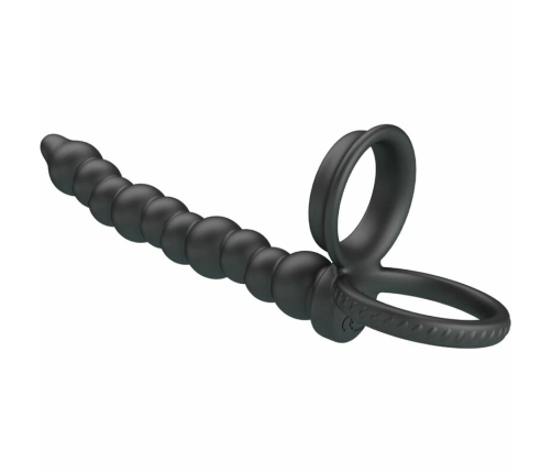 Pretty Love Dillion Dual-Motor Silicone Ring Black, 12 Modes, USB