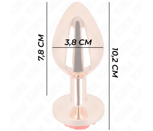 KINK Pink Gold Metal Plug Large with Red Rose Base, Stainless Steel