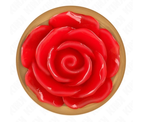 KINK Pink Gold Metal Plug Large with Red Rose Base, Stainless Steel