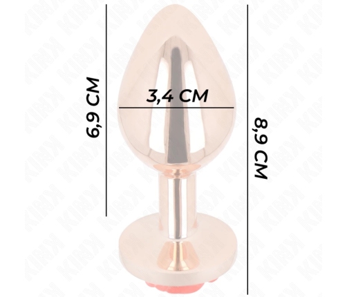 KINK Pink Gold Stainless Plug with Red Rose Accent, Medium Size