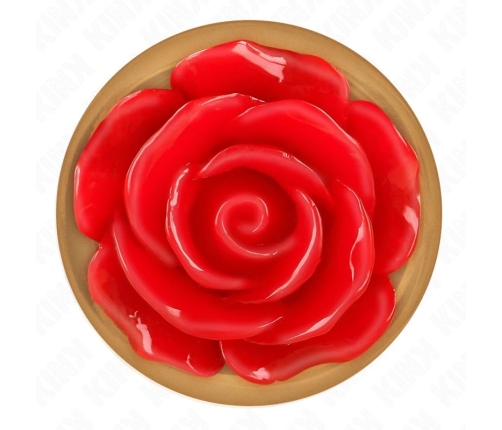 KINK Pink Gold Stainless Plug with Red Rose Accent, Medium Size