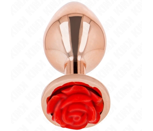 Kink Rose Gold Intimate Plug S with Red Rose Accent, Stainless Steel 7.8cm
