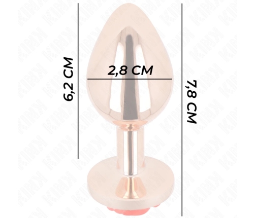 Kink Rose Gold Intimate Plug S with Red Rose Accent, Stainless Steel 7.8cm