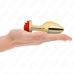 KINK Stainless Steel Intimate Plug Gold with Red Rose Accent Size L