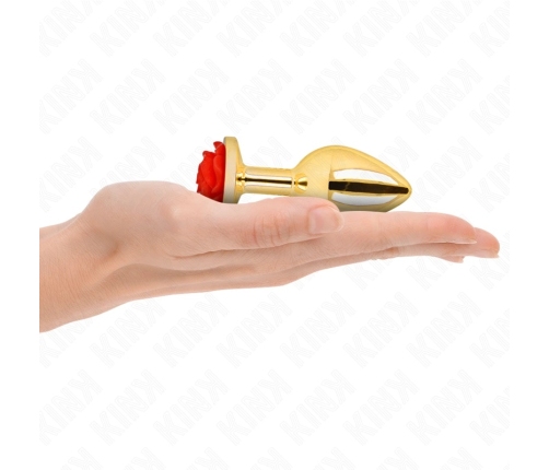 KINK Plug Gold Metal Rose Red M - Stainless Steel, Elegant Design, 7cm