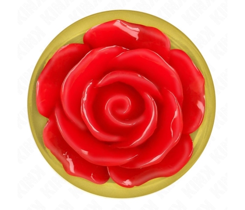 KINK Plug Gold Metal Rose Red M - Stainless Steel, Elegant Design, 7cm