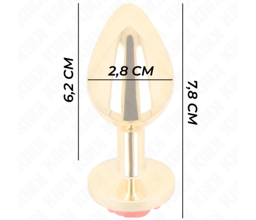KINK Metal Plug Gold with Red Rose Accent - Size S, Stainless Steel