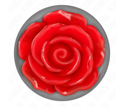 Kink Steel Plug Rose Red L - Stainless Steel Accessory with Floral Base