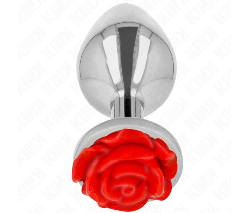 Kink Steel Plug Rose Red L - Stainless Steel Accessory with Floral Base
