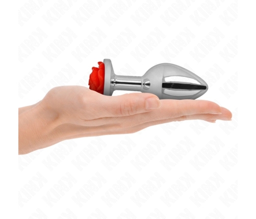 Kink Steel Plug Rose Red L - Stainless Steel Accessory with Floral Base