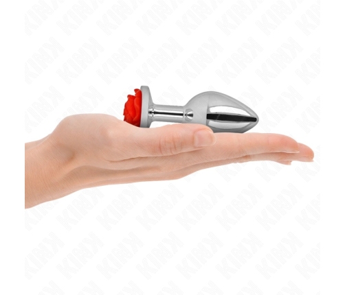 KINK Stainless Steel Plug Rose Red M - Elegant Intimate Accessory 7cm