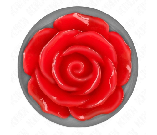 KINK Stainless Steel Plug Rose Red M - Elegant Intimate Accessory 7cm