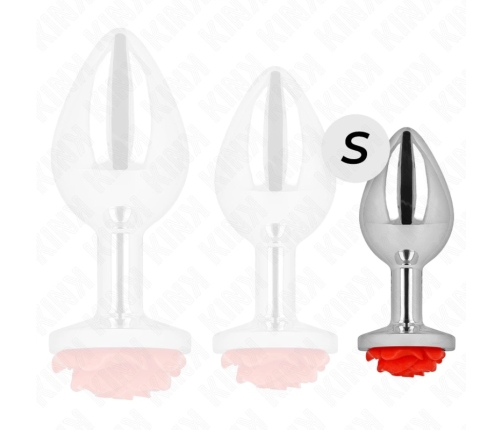 KINK Stainless Steel Plug Red Rose S - Compact Metal Model, Decorative Base