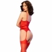 Chilirose CR 4845 Lingerie Set Red XL - Corset, Stockings & Panties