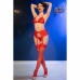 Chilirose CR 4848 Red Lace Bra, Thong & Stockings Set S