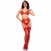Chilirose CR4848 Red Lace Lingerie Set XL with Bra, Thong & Stockings