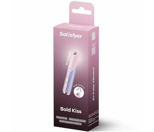 Satisfyer Bold Kiss Wave Pink-Violet Compact Air Pulse Device Silicone
