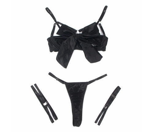 SUBBLIME 955205 Lingerie Set with Adjustable Bow Black L/XL