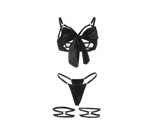 SUBBLIME 955205 Lingerie Set with Adjustable Bow Black L/XL