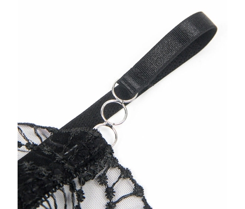 SUBBLIME 955212 Transparent Bodysuit Black Lace Hollow S/M