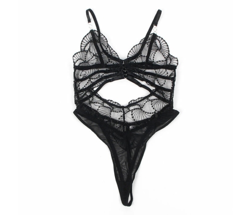 SUBBLIME Transparent Lace Bodysuit Black L/XL - Elegant Hollow Design
