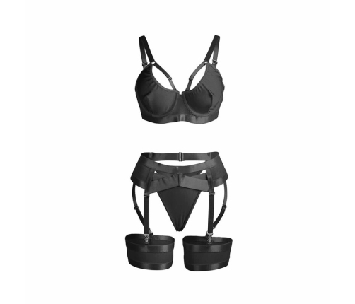 SUBBLIME - 955236 BLACK BONDAGE BRA WITH GARTER SET S/M