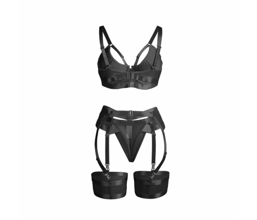 SUBBLIME - 955236 BLACK BONDAGE BRA WITH GARTER SET S/M