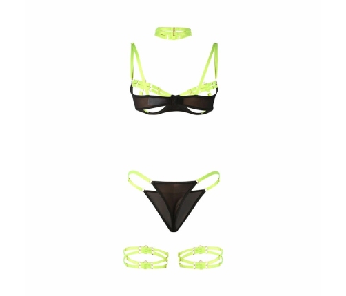 SUBBLIME 955274 Bra Set Fluorescent Green S/M With Necklace & Leg Accents