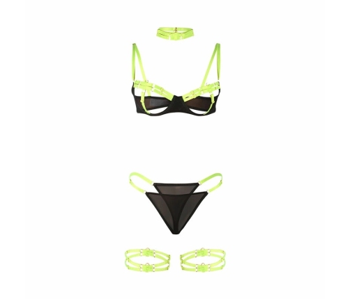 SUBBLIME Bra Set L/XL Fluorescent Green with Necklace & Leg Accents