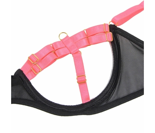 SUBBLIME Bra Set S/M Fluorescent Pink with Necklace and Leg Details